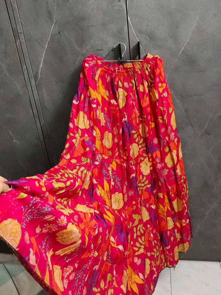Vibrant Floral Print Maxi Skirt