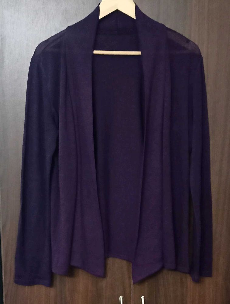 Elegant Plum Open Front Cardigan