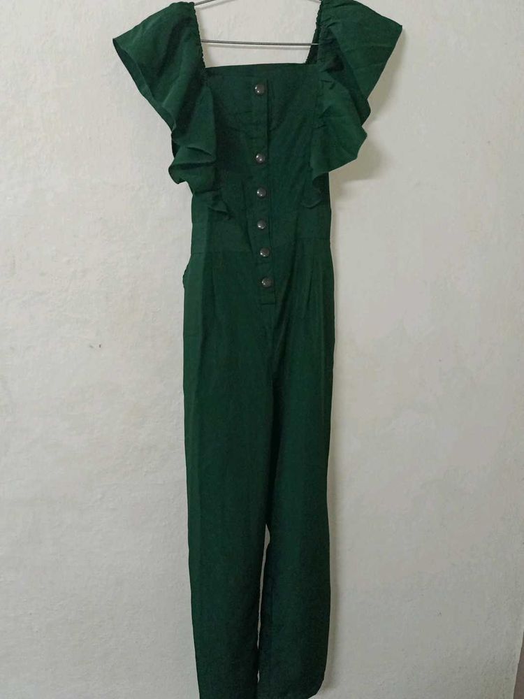 Stylish Green Ruffled Jumpsuit