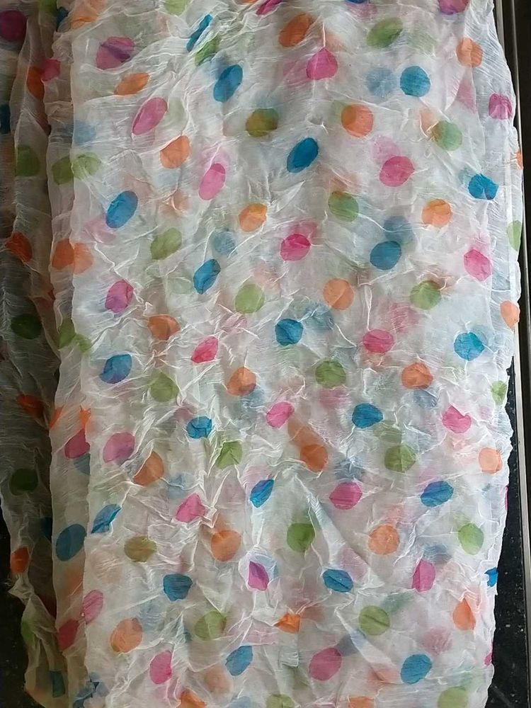 2metres chiffon fabric with Colorful Polka Dots