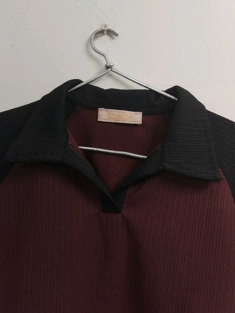 Stylish Maroon &amp; Black Top