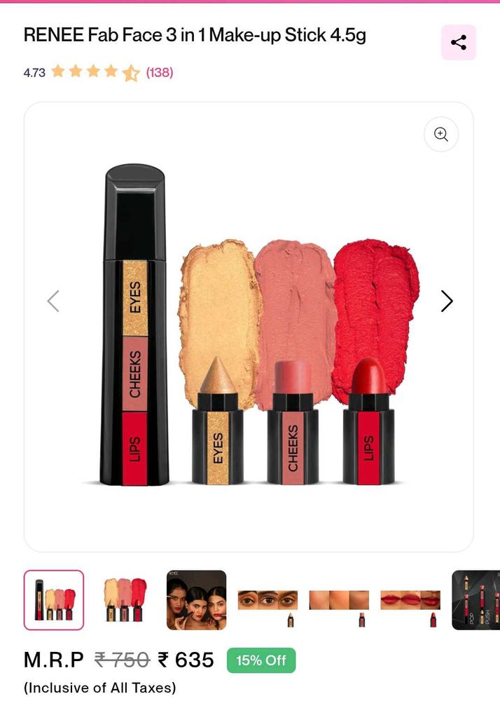 RENEE 3-in-1 Makeup Stick for Lips, Eyes &amp; Cheeks