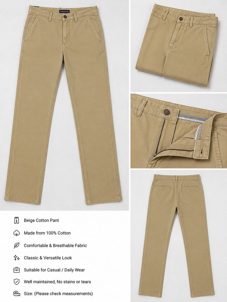 Men's Beige Cotton Chino Pants