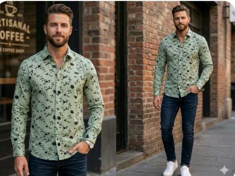 Men's Floral Print Long Sleeve Shirt