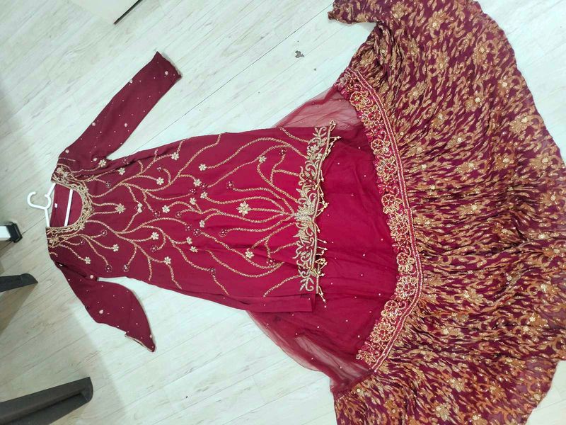 Elegant Maroon Embroidered Kurta Set