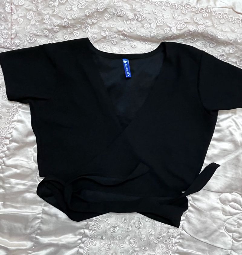 Classic Black Wrap Top