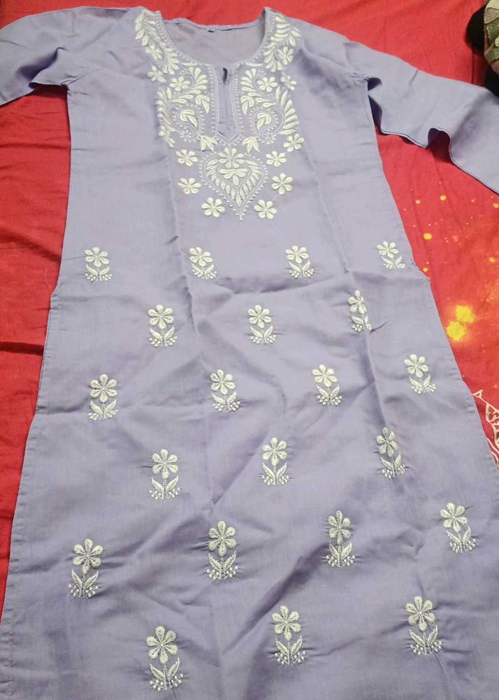 Beautiful Lavender chikankari Kurta with White Emb