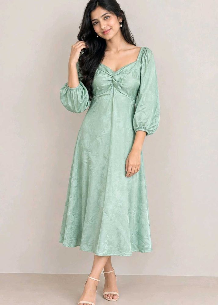 Sage Green Satin Midi Dress