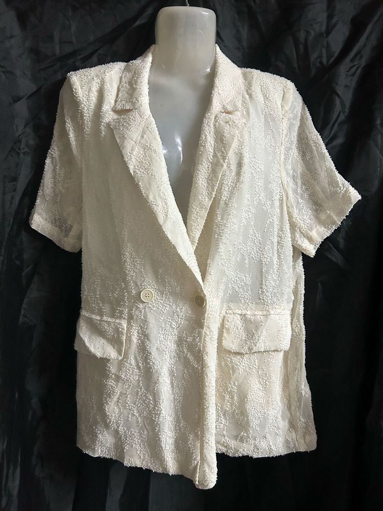 Women's Textured Cream Blazer