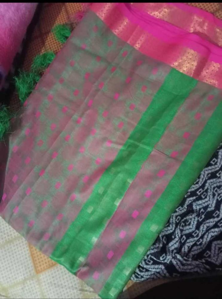Vibrant Pink and Green Saree
