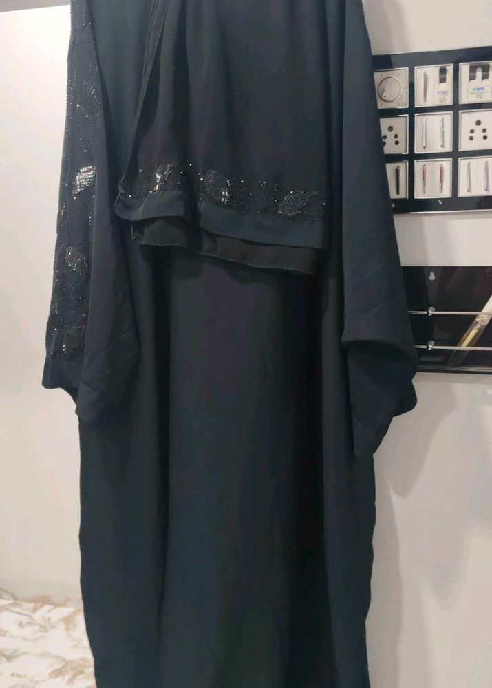 Elegant Black Abaya with Sequins
