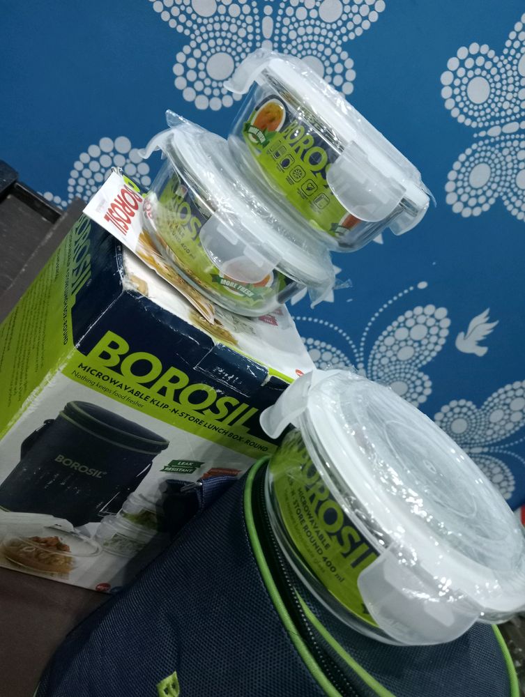 🆕borosil Klip-n-store Microwavable Lunch Box Set