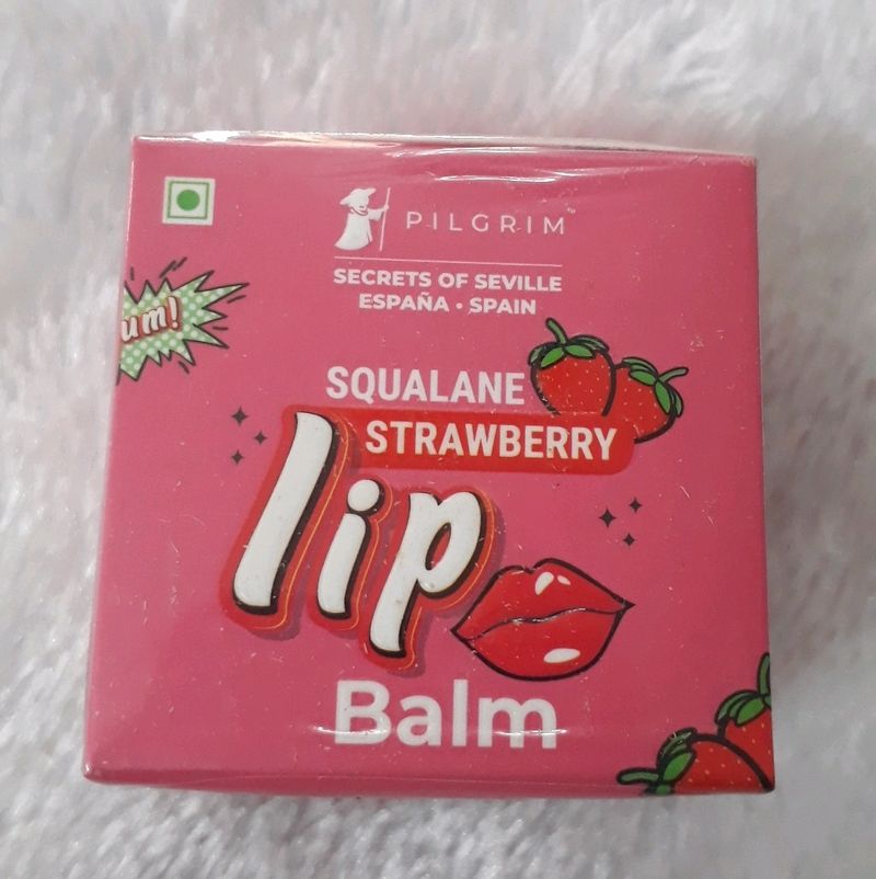 Pilgrim Squalane Lip Balm (Strawberry) for women &amp; men | Lip Balm for dark lips | Lip Balm with Shea &amp; Cocoa Butter for soft lips | Lip Balm for soothing &amp; hydrating Dry &amp; Chapped Lips | 8 gm