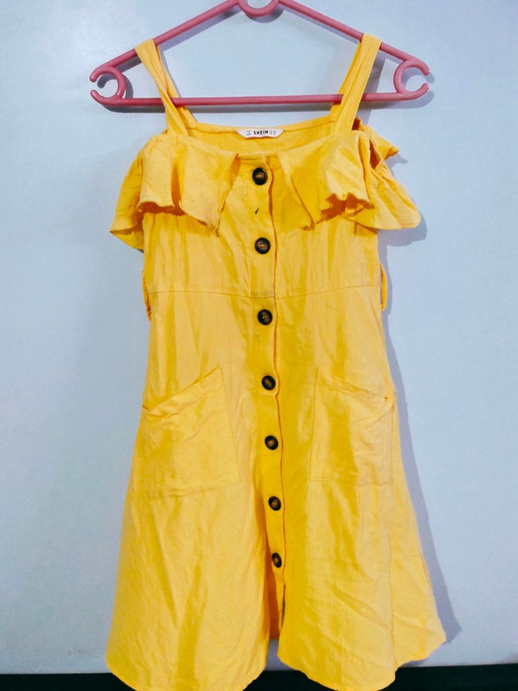 Shein Yellow Ruffle Dress