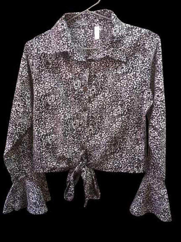 Stylish Leopard Print Tie-Front Top