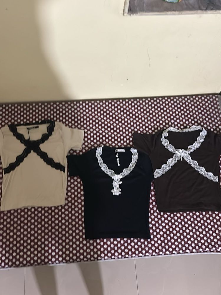 Lace Trimmed Tops (Set of 3)