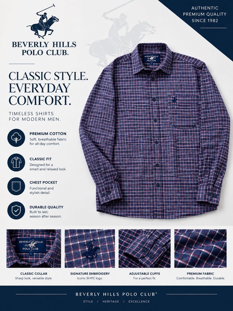Beverly Hills Polo Club Men's Plaid Shirt