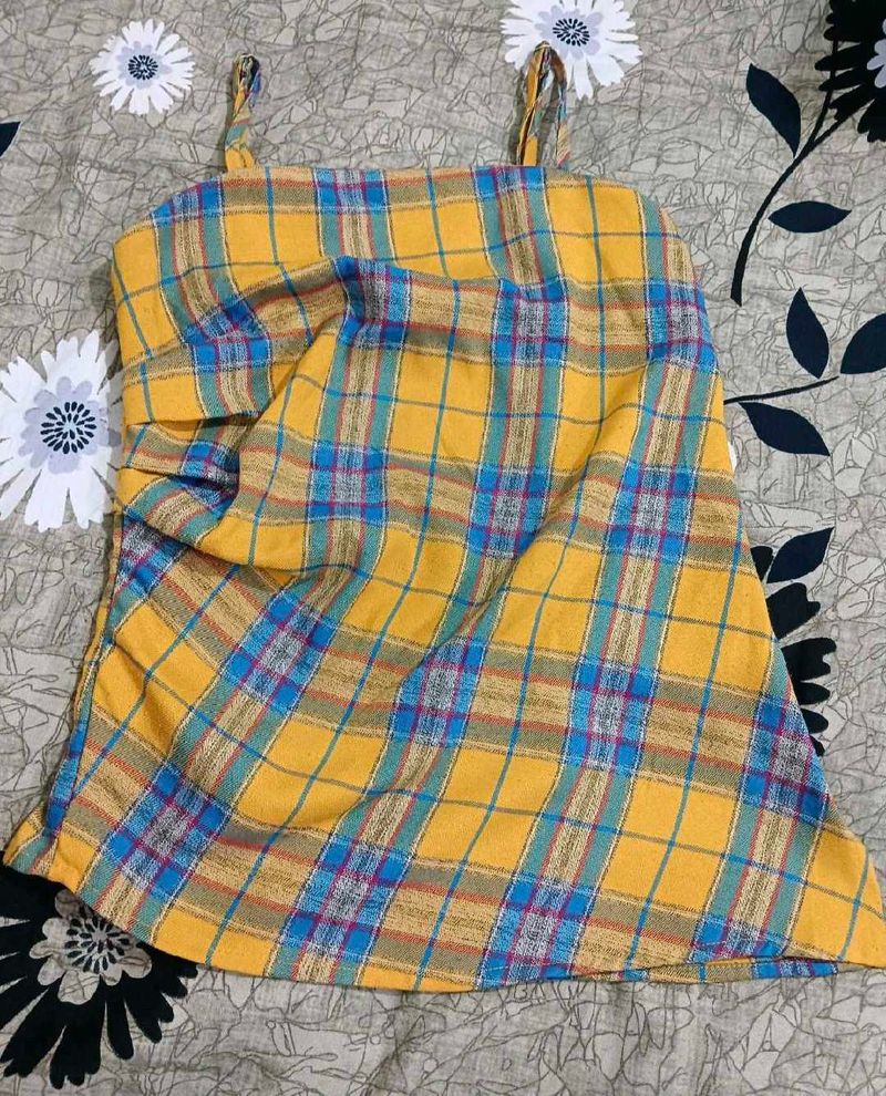 Yellow Plaid Camisole Top
