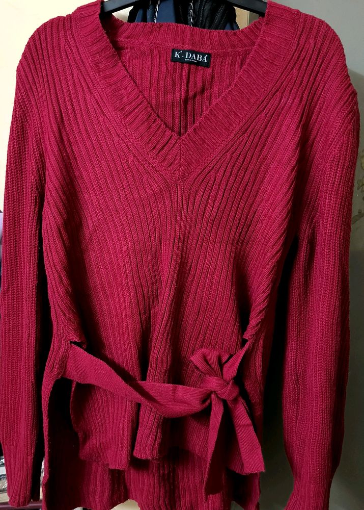Cherry Korean Top With Belt