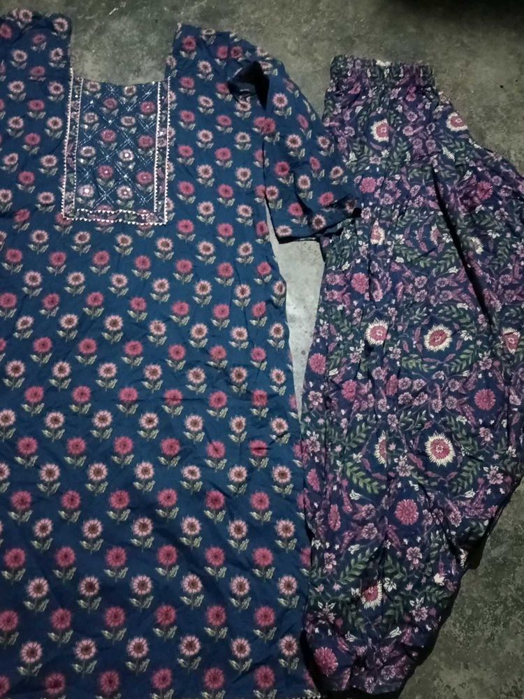 Blue Floral Kurta Set