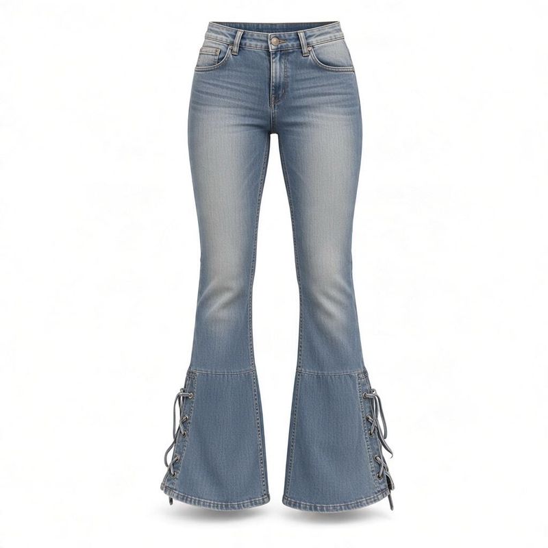 Flared Lace-Up Jeans