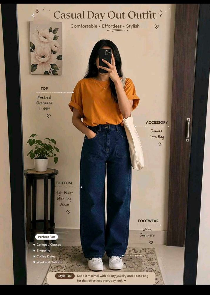COMBO Oversized Tee &amp; Wide Leg Denim Outfit