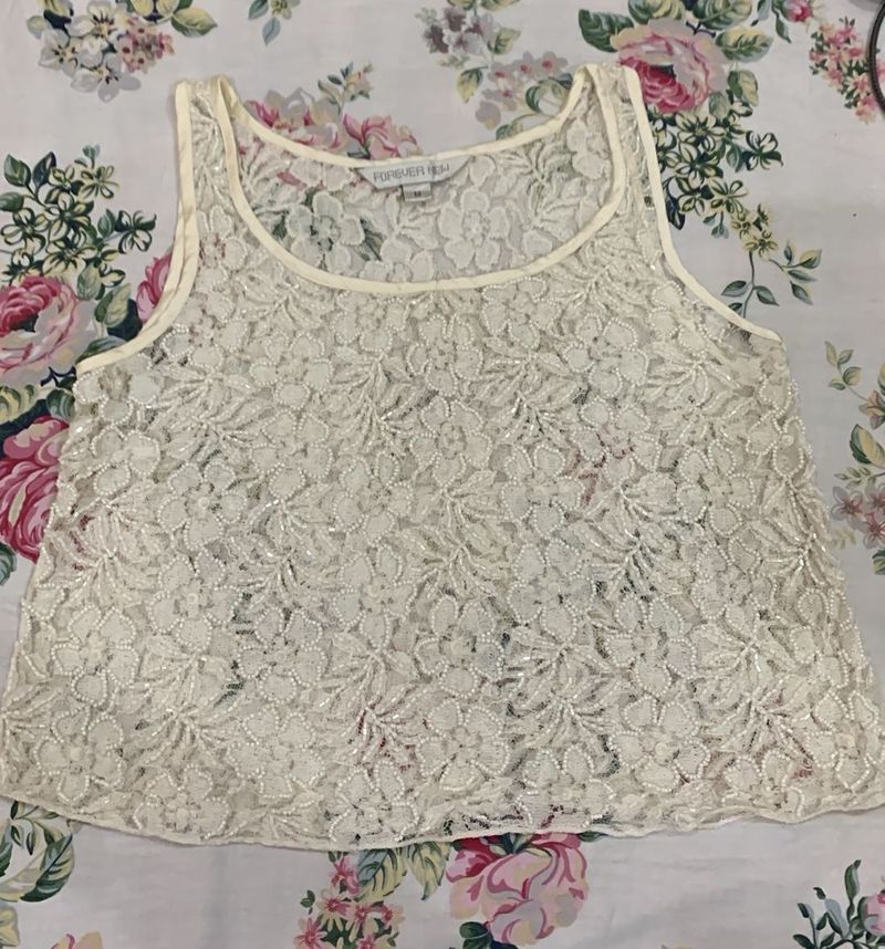 Cream Lace Tank Top