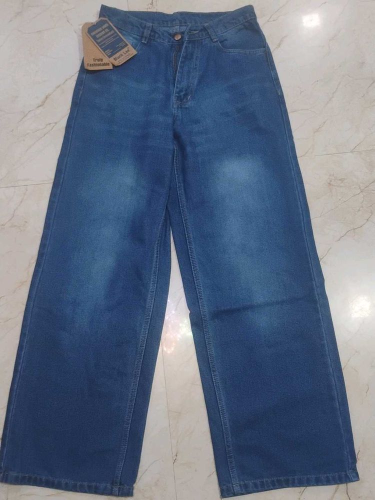 Classic Blue Wide Leg Denim Jeans