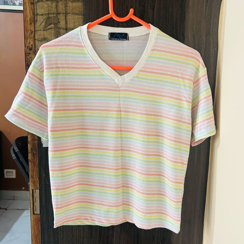 Striped V-Neck Tee