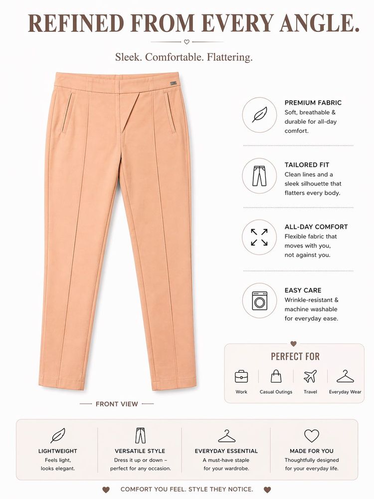Sleek &amp; Comfortable Tan Trousers