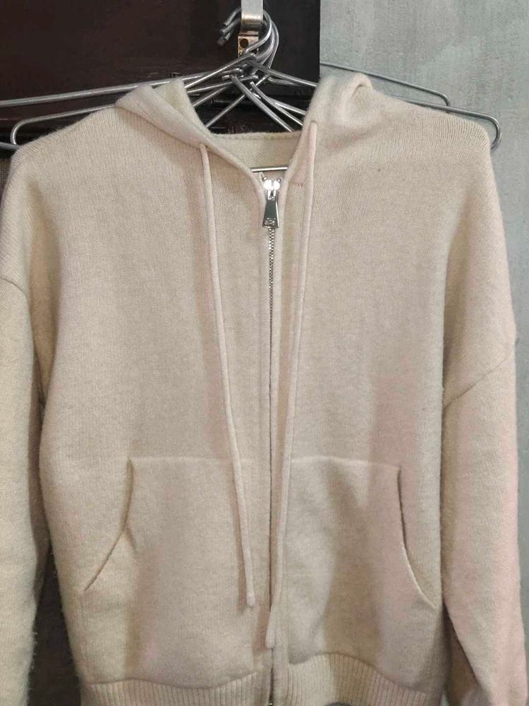 Cozy Beige Zip-Up Hoodie