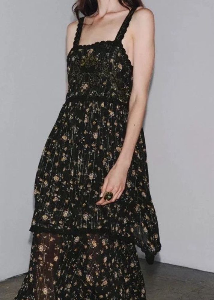 ZARA floral tiered dress
