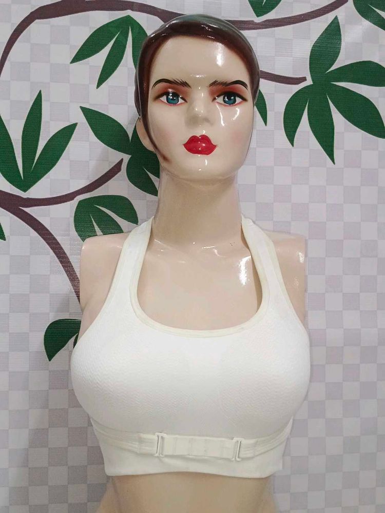 (200)White Sports Bra