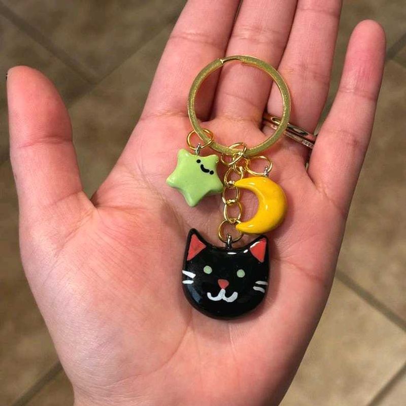 Cute Celestial Cat Keychain