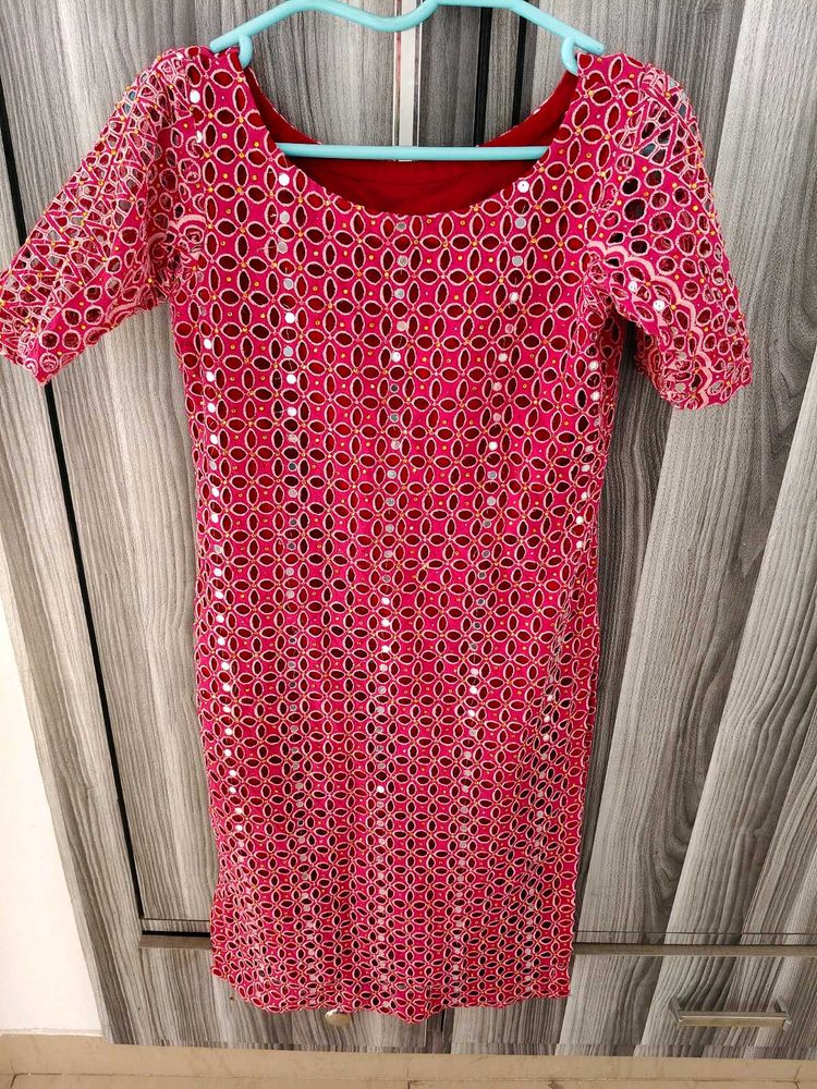 Navratri Special Maroon Heavy Mirror Work Kurta