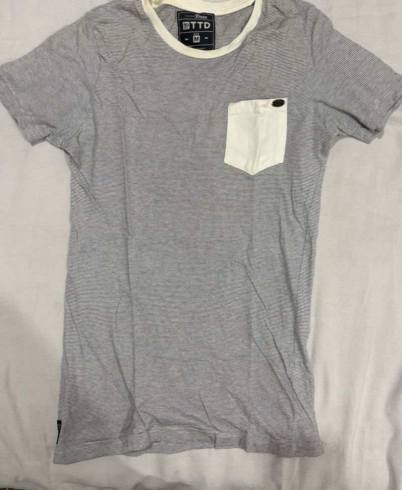Girls's Striped Pocket T-Shirt