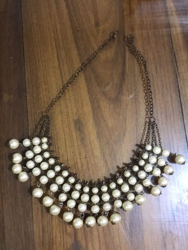 Pearl Drop Oxidised Necklace
