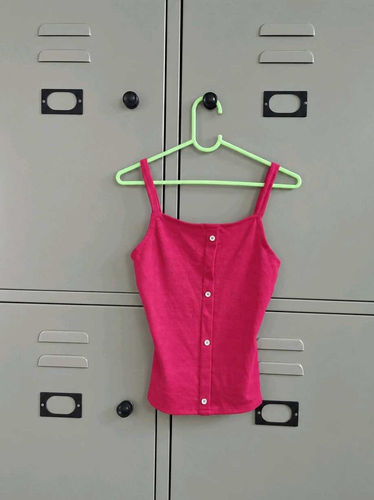 Hot Pink Button-Up Camisole Top