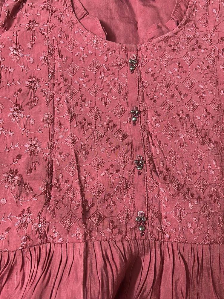 Beautiful Pink Embroidered Kurta