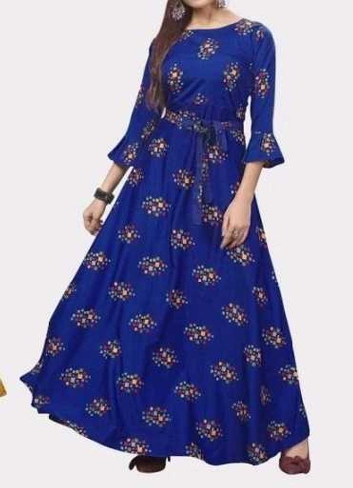 Royal Blue Floral Print Maxi Dress