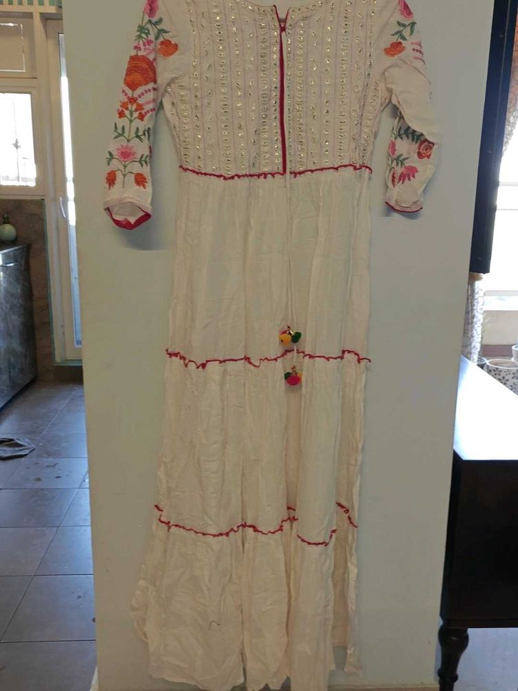 Embroidered White indian dress