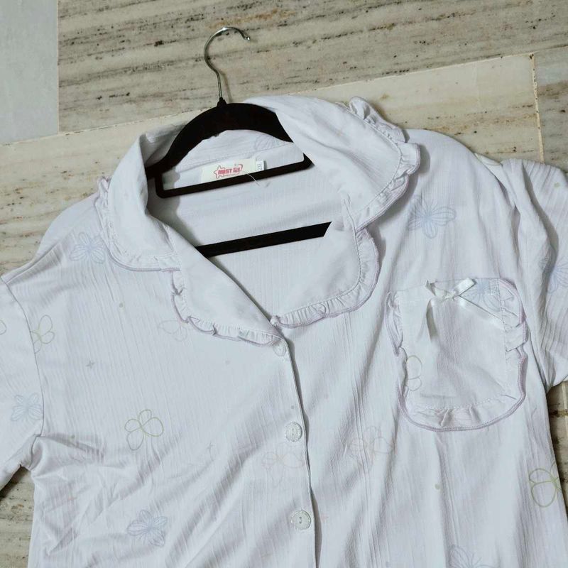 Korean Cute Butterfly Print Sleep Shirt