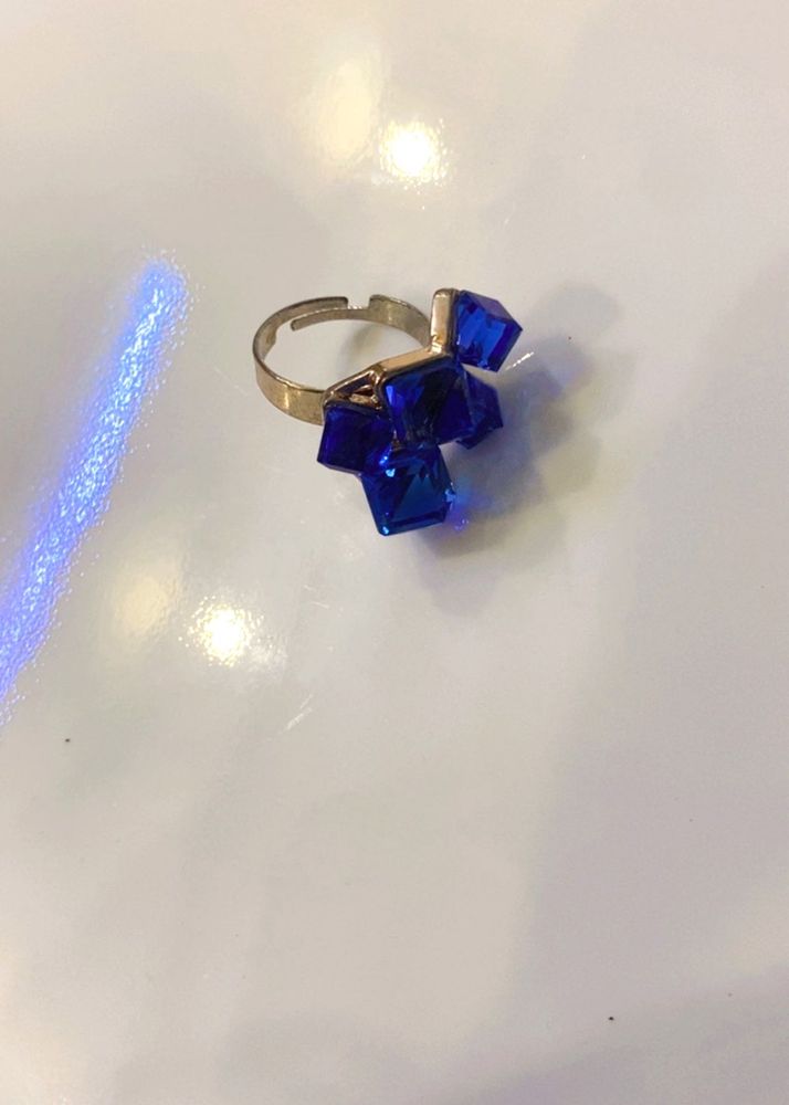 Stunning Blue Crystal Ring Adjustable
