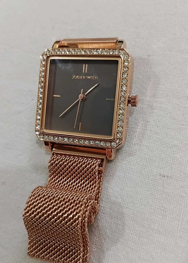 Sparkling Rose Gold Square Watch