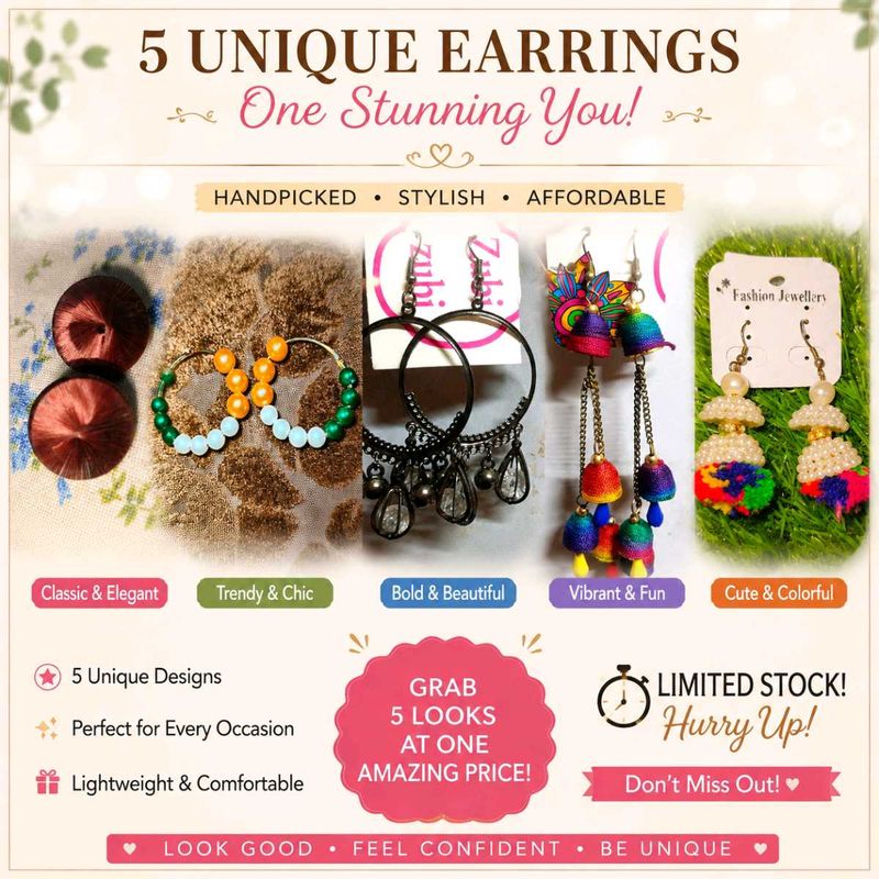 ✨ Trendy Five Earrings Collection ✨