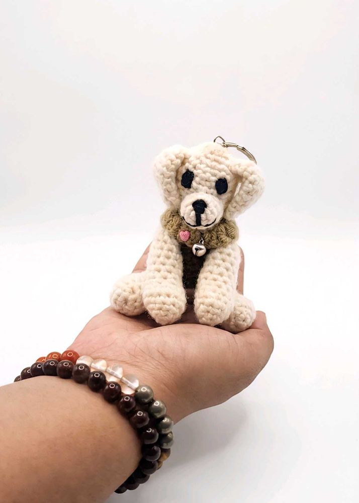 Handmade Crochet Dog Keychain Charm
