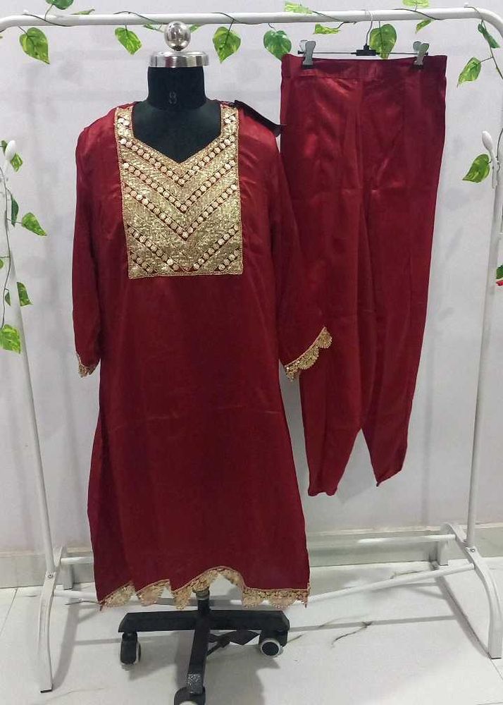 Brand new Maroon Embroidered Kurta Set