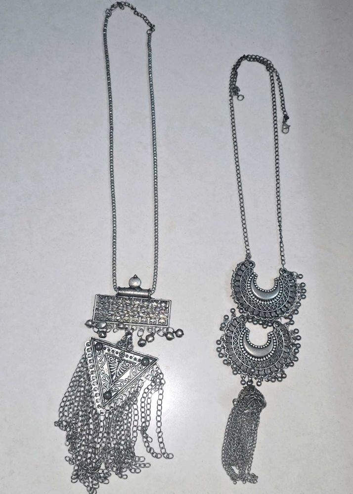 Boho oxidised Silver Necklace Set
