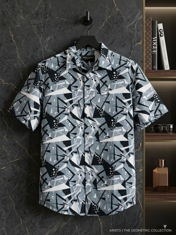 RARE RABBIT Geometric Print Short Sleeve Shirt