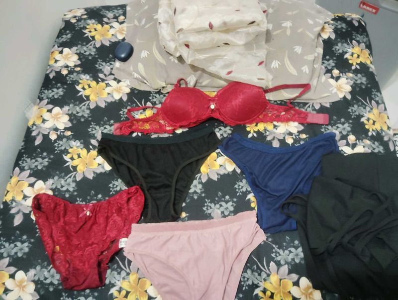 Lace Bra &amp; Panty Set and duppata with short dress